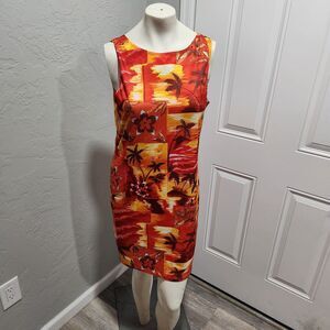No Boundaries Y2K Hawaiian Boxy Square Neck Dress Womens SZ Medium Bold Resort